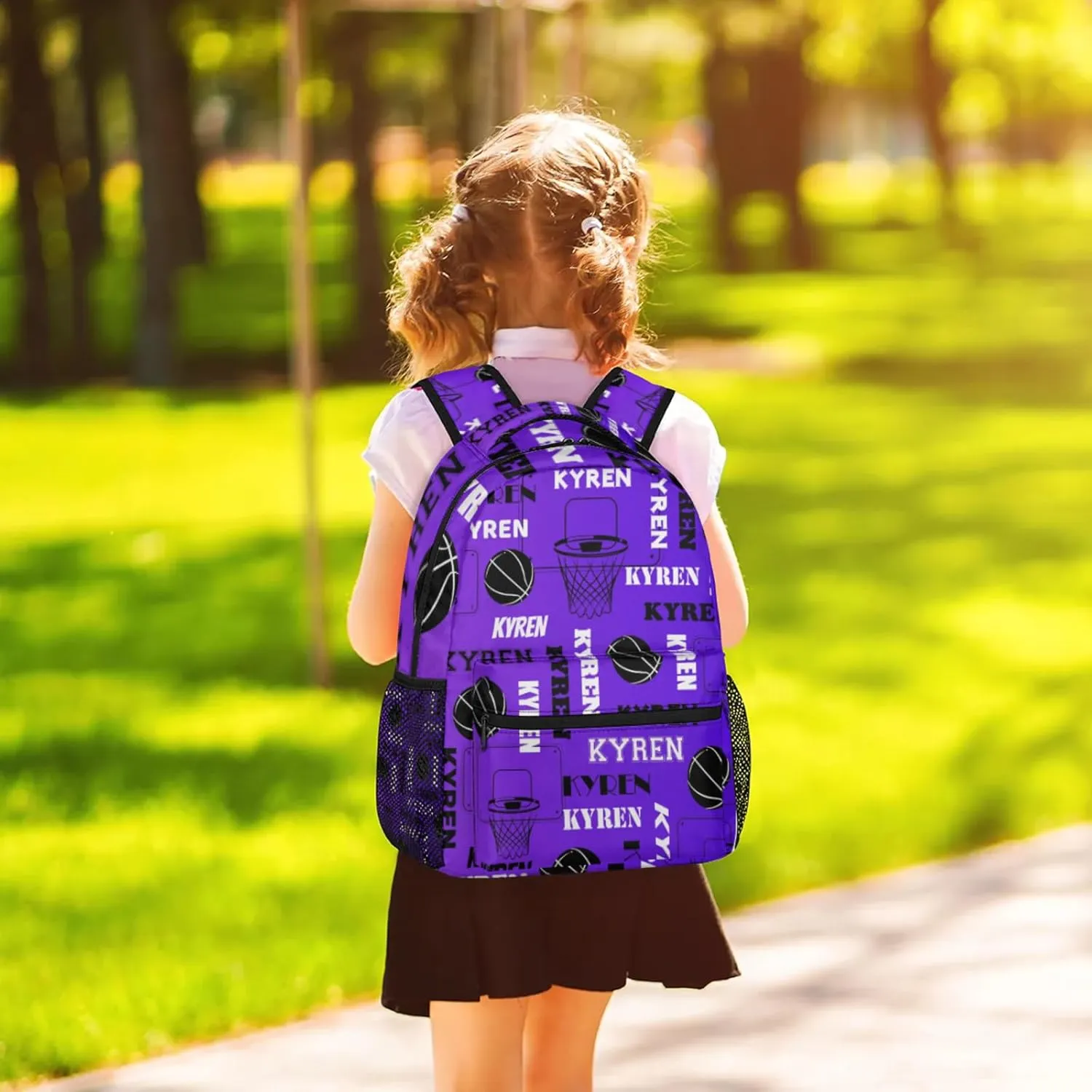 Personalized Basketball Backpack for Men Women, Custom Laptop Backpack with Name, Sports Bag Lightweight Daypack for Travel Camping, Dark Purple