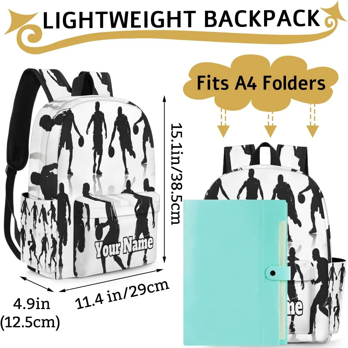 Personalized Basketball Preschool Toddler Backpack for Boys Girls Custom Kids Name Small Bookbags Kindergarten Elementary Backpack, Basketball Players