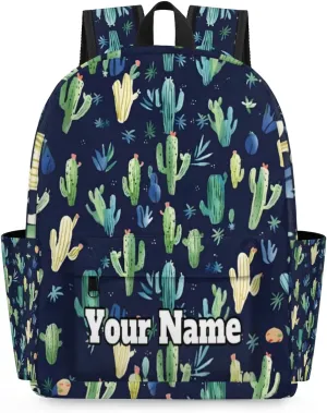 Personalized Cactus Preschool Toddler Backpack for Boys Girls Custom Kids Name Small Bookbags Kindergarten Elementary Backpack, Cactus Print