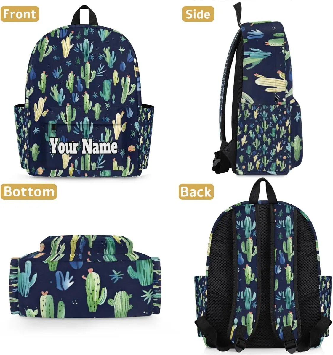 Personalized Cactus Preschool Toddler Backpack for Boys Girls Custom Kids Name Small Bookbags Kindergarten Elementary Backpack, Cactus Print