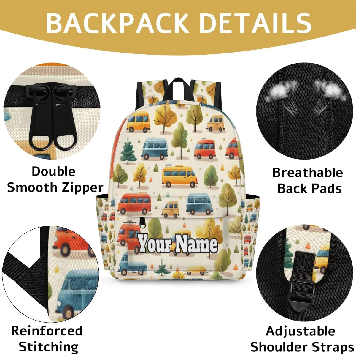 Personalized Cartoon Car Preschool Toddler Backpack for Boys Girls Custom Kids Name Small Bookbags Kindergarten Elementary Backpack, Cars Print