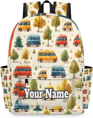 Personalized Cartoon Car Preschool Toddler Backpack for Boys Girls Custom Kids Name Small Bookbags Kindergarten Elementary Backpack, Cars Print