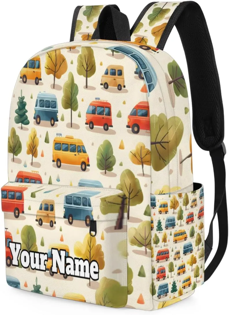Personalized Cartoon Car Preschool Toddler Backpack for Boys Girls Custom Kids Name Small Bookbags Kindergarten Elementary Backpack, Cars Print