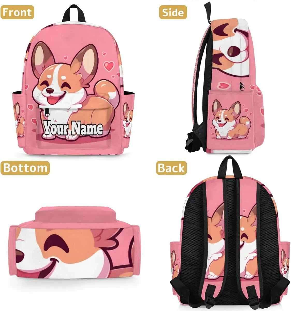 Personalized Corgi Preschool Toddler Backpack for Boys Girls Custom Kids Name Small Bookbags Kindergarten Elementary Backpack, Corgi Funny Dog Animal