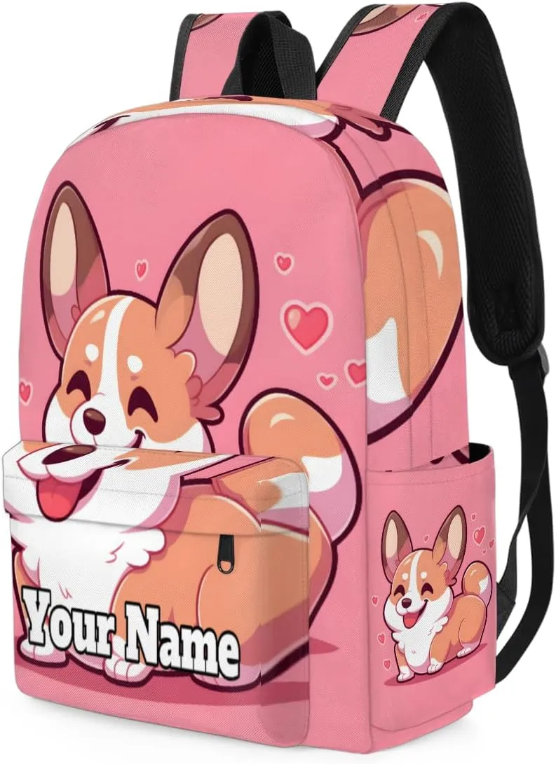 Personalized Corgi Preschool Toddler Backpack for Boys Girls Custom Kids Name Small Bookbags Kindergarten Elementary Backpack, Corgi Funny Dog Animal
