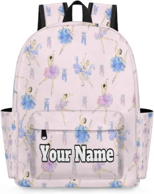 Personalized Cute Ballet Preschool Toddler Backpack for Boys Girls Custom Kids Name Small Bookbags Kindergarten Elementary Backpack, Ballerina