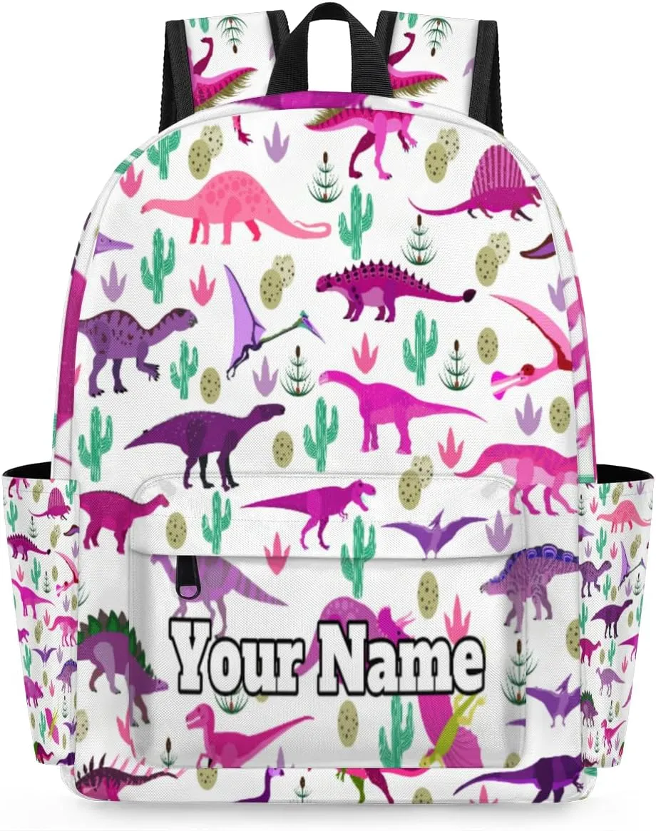 Personalized Cute Dinosaur Preschool Toddler Backpack for Boys Girls Custom Kids Name Small Bookbags Kindergarten Elementary Backpack, Dinosaur Cactus