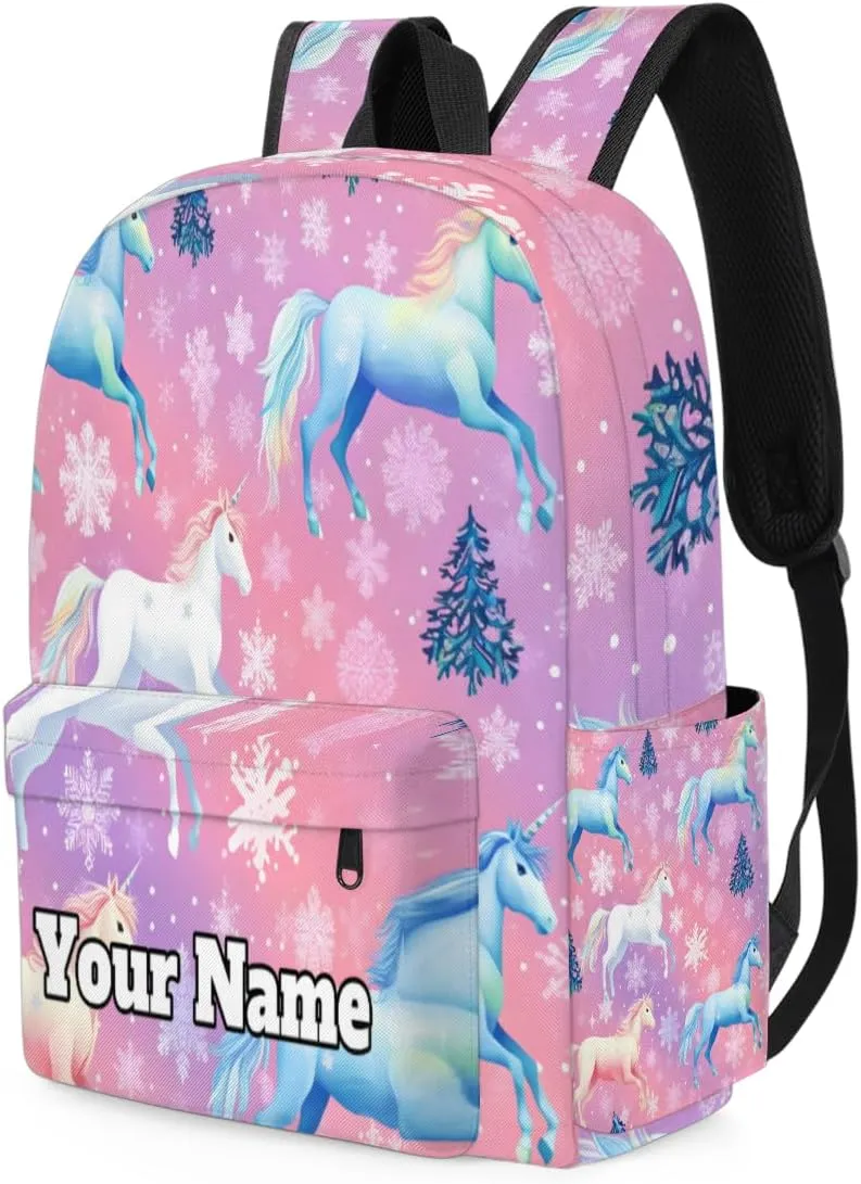 Personalized Cute Preschool Toddler Backpack for Boys Girls Custom Kids Name Small Bookbags Kindergarten Elementary Backpack, Horse