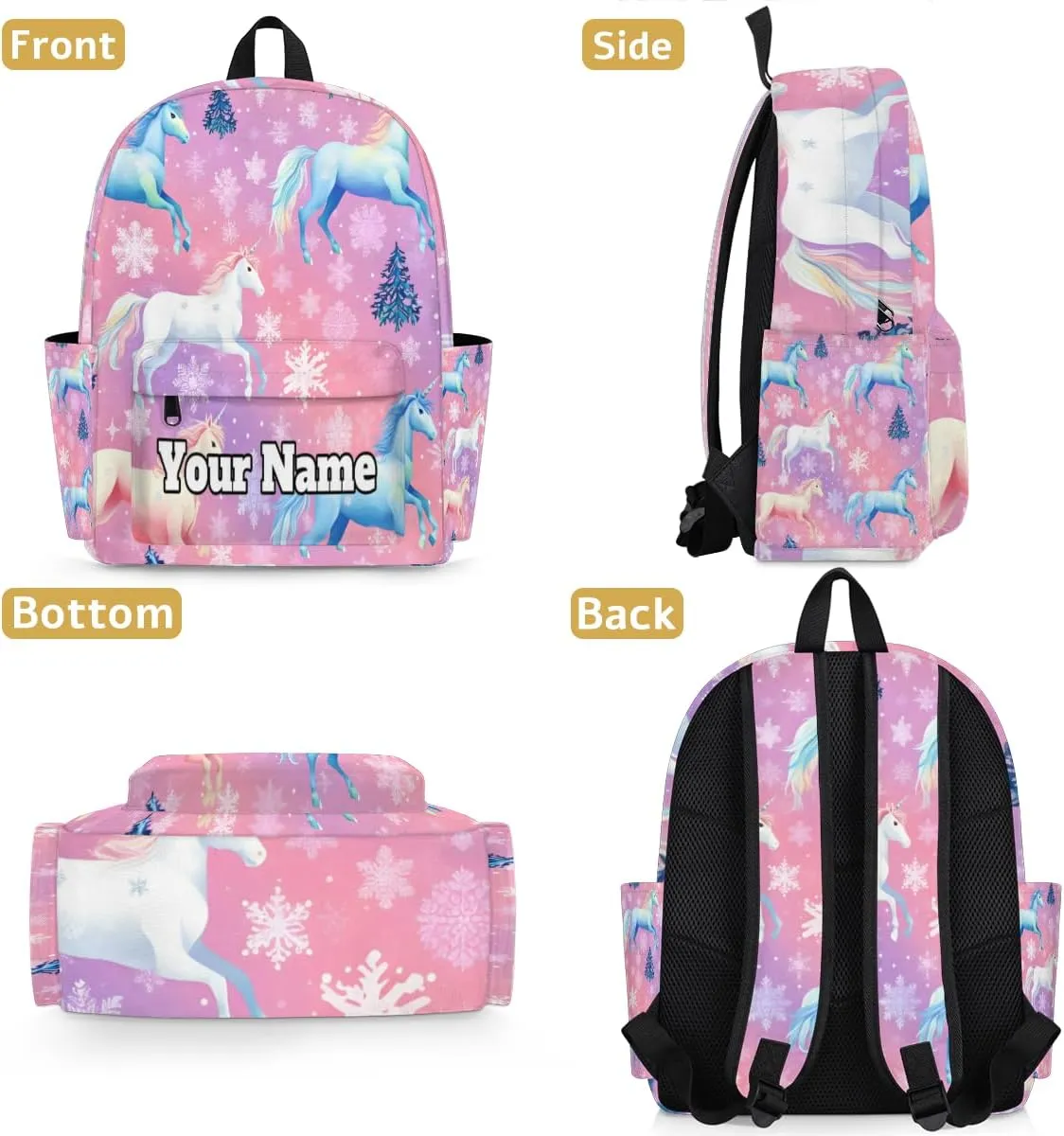 Personalized Cute Preschool Toddler Backpack for Boys Girls Custom Kids Name Small Bookbags Kindergarten Elementary Backpack, Horse