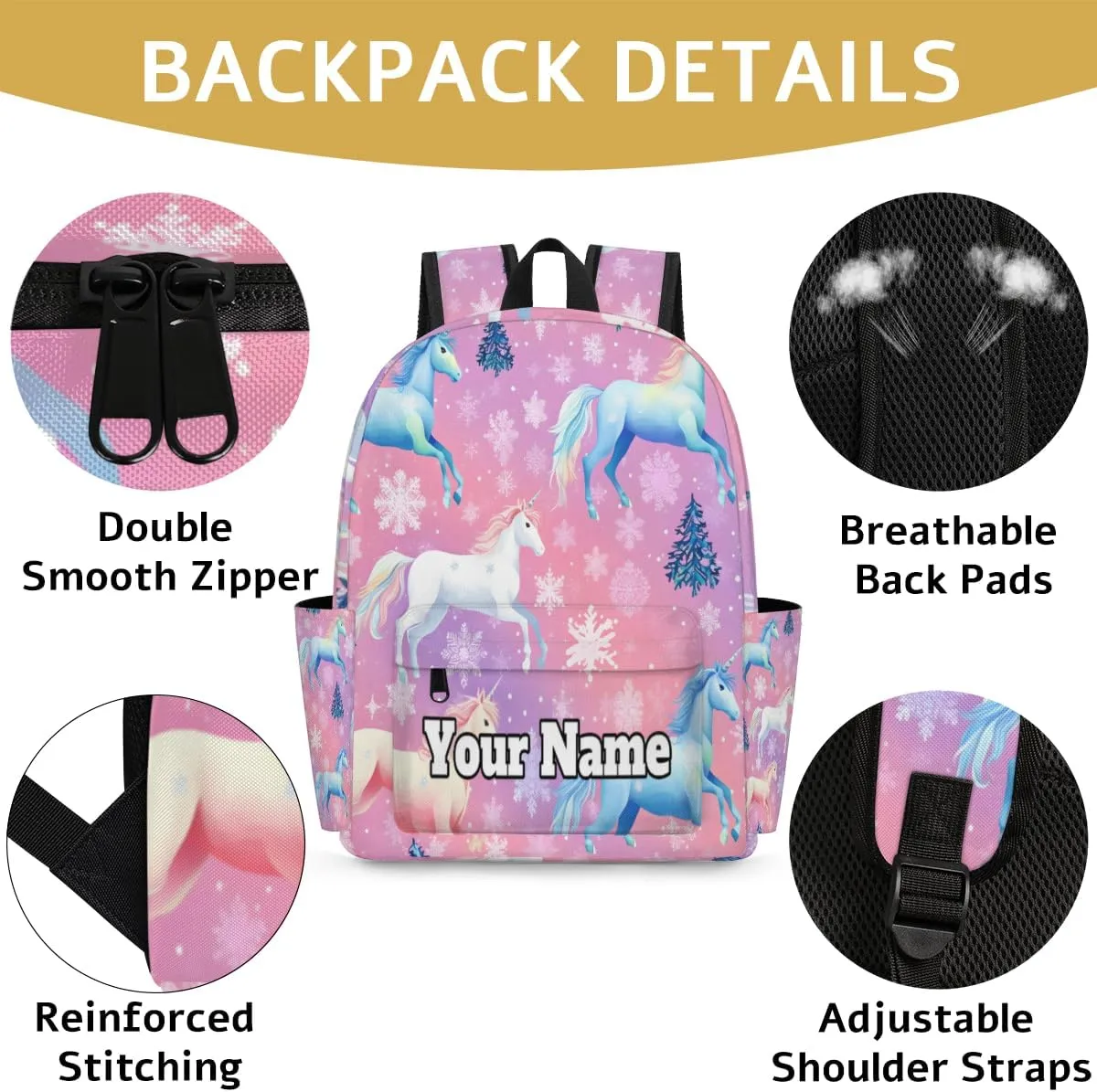 Personalized Cute Preschool Toddler Backpack for Boys Girls Custom Kids Name Small Bookbags Kindergarten Elementary Backpack, Horse