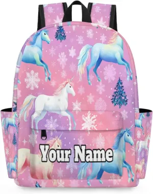 Personalized Cute Preschool Toddler Backpack for Boys Girls Custom Kids Name Small Bookbags Kindergarten Elementary Backpack, Horse