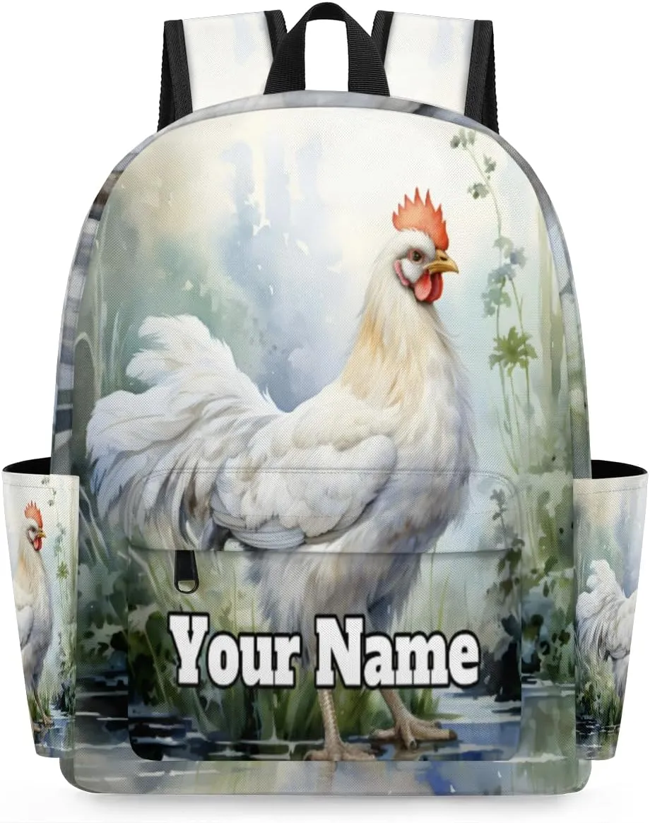 Personalized Cute Rooster Preschool Toddler Backpack for Boys Girls Custom Kids Name Small Bookbags Kindergarten Elementary Backpack, Rooster Printed