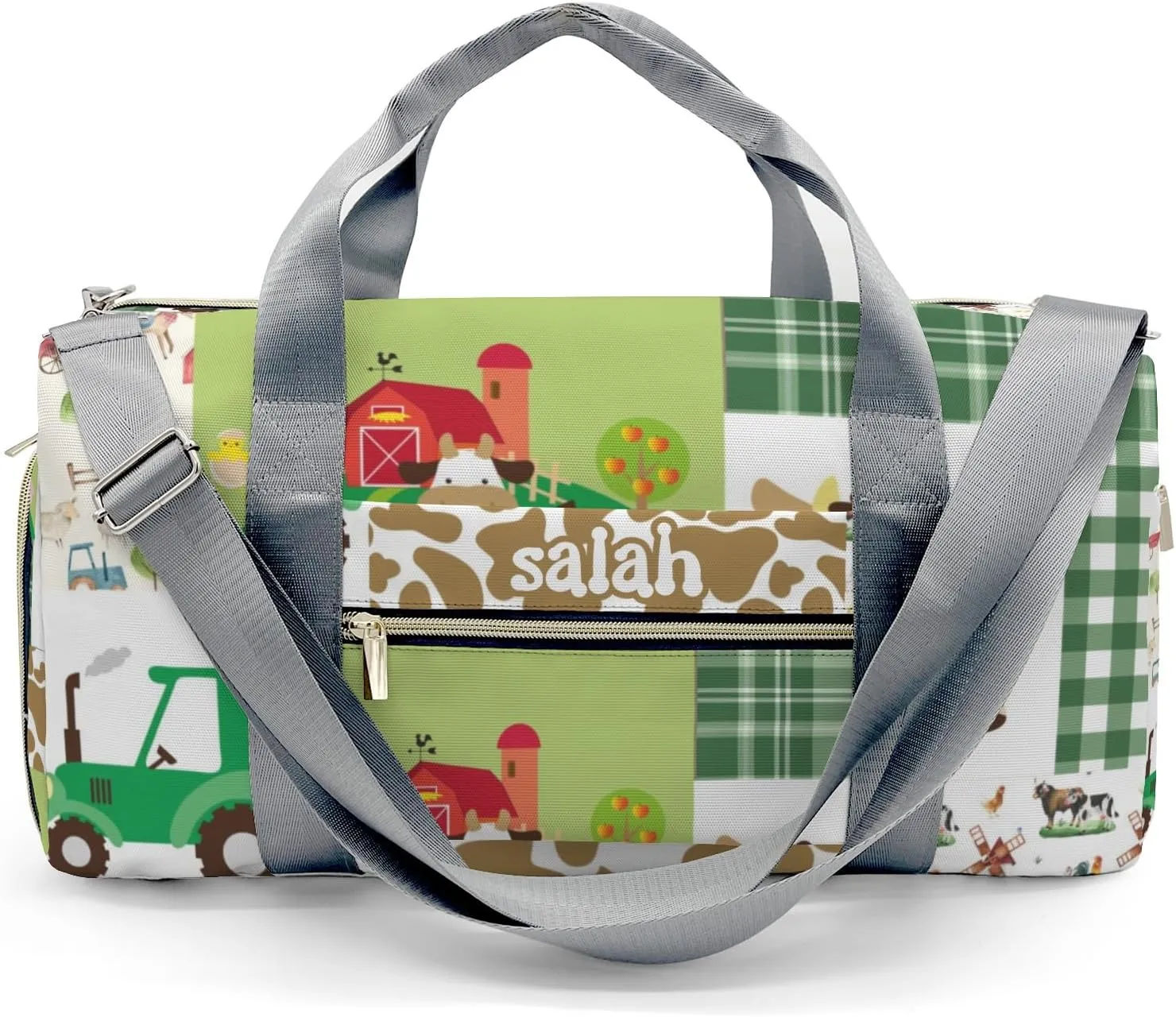 Personalized Farm Animals Cute Patchwork Custom Multi-functional Travel Bag, Unisex Portable Duffel Bag, Short Distance Travel Assistant