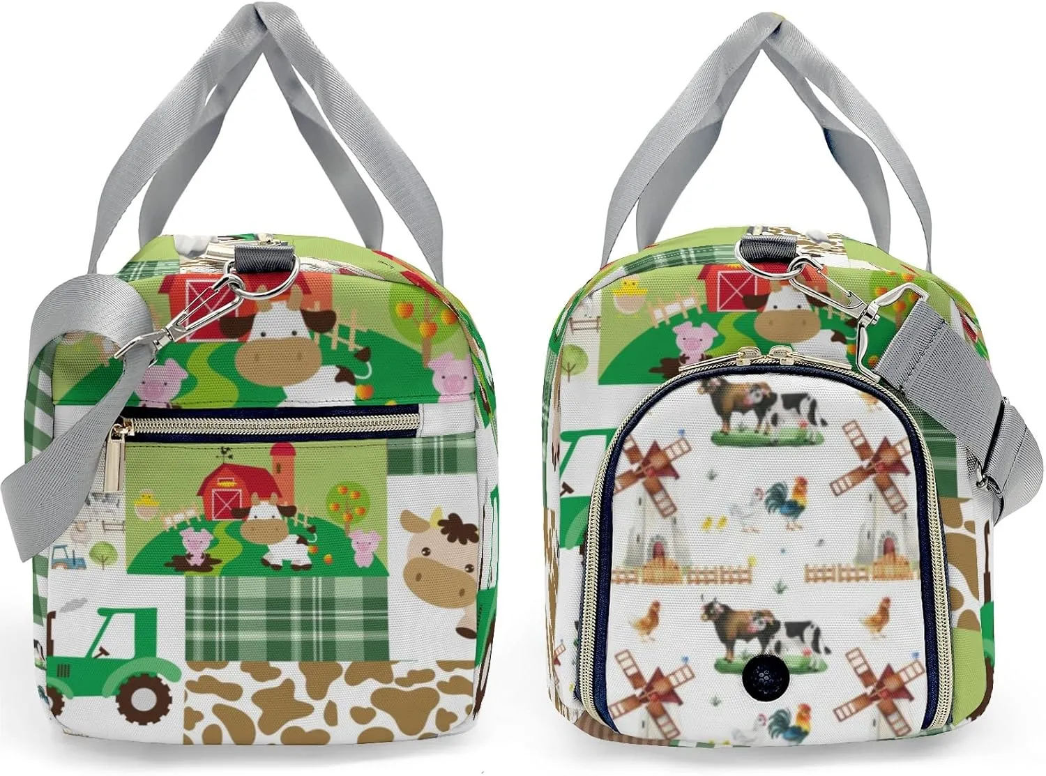 Personalized Farm Animals Cute Patchwork Custom Multi-functional Travel Bag, Unisex Portable Duffel Bag, Short Distance Travel Assistant