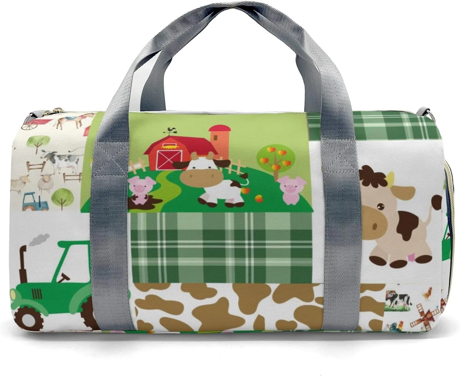 Personalized Farm Animals Cute Patchwork Custom Multi-functional Travel Bag, Unisex Portable Duffel Bag, Short Distance Travel Assistant
