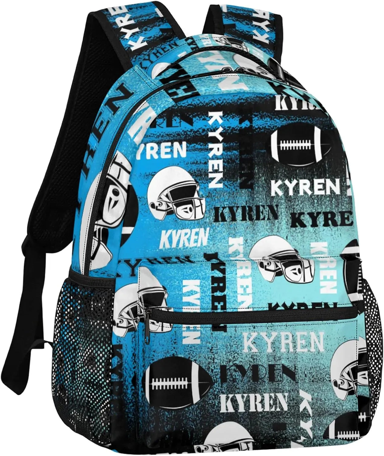 Personalized Football Backpack for Men Women, Custom Name Sports Bag Backpack, Laptop Backpacks Daypack for Travel Camping, Blue