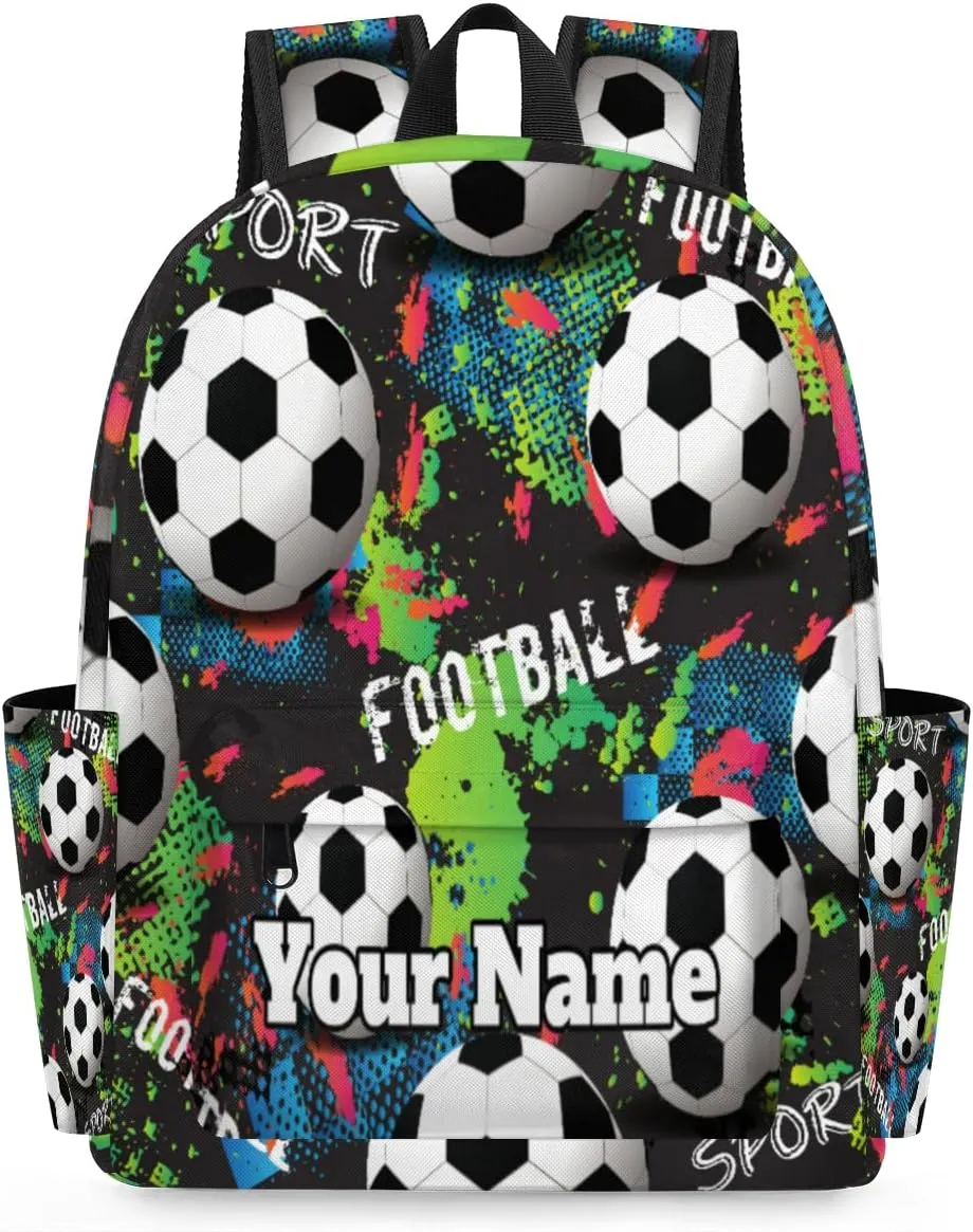 Personalized Football Soccer Preschool Toddler Backpack for Boys Girls Custom Kids Name Small Bookbags Kindergarten Elementary Backpack, Soccer Sport