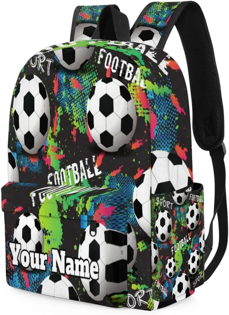 Personalized Football Soccer Preschool Toddler Backpack for Boys Girls Custom Kids Name Small Bookbags Kindergarten Elementary Backpack, Soccer Sport