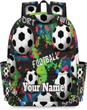 Personalized Football Soccer Preschool Toddler Backpack for Boys Girls Custom Kids Name Small Bookbags Kindergarten Elementary Backpack, Soccer Sport