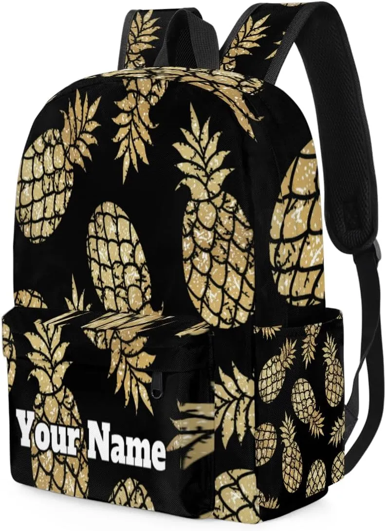 Personalized Gold Pineapple Preschool Toddler Backpack for Boys Girls Custom Kids Name Small Bookbags Kindergarten Elementary Backpack, Pineapple