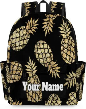 Personalized Gold Pineapple Preschool Toddler Backpack for Boys Girls Custom Kids Name Small Bookbags Kindergarten Elementary Backpack, Pineapple