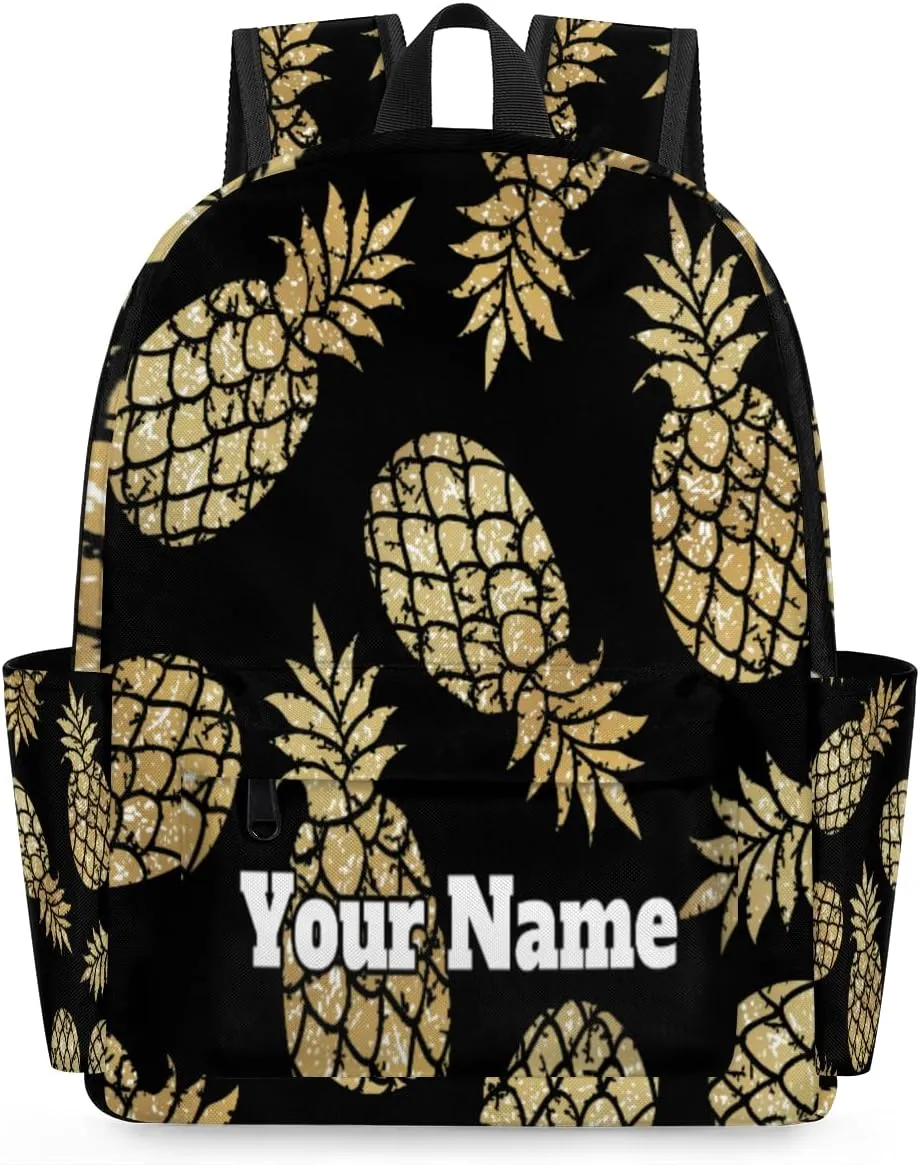 Personalized Gold Pineapple Preschool Toddler Backpack for Boys Girls Custom Kids Name Small Bookbags Kindergarten Elementary Backpack, Pineapple