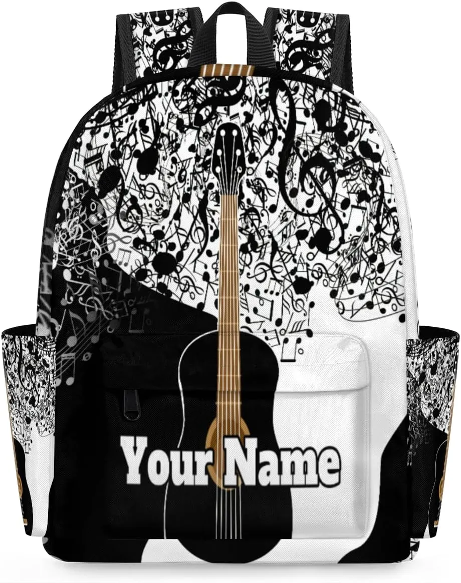 Personalized Guitar Preschool Toddler Backpack for Boys Girls Custom Kids Name Small Bookbags Kindergarten Elementary Backpack, Music Note