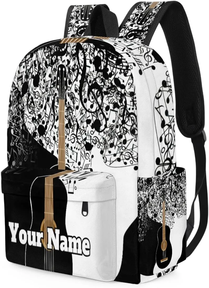 Personalized Guitar Preschool Toddler Backpack for Boys Girls Custom Kids Name Small Bookbags Kindergarten Elementary Backpack, Music Note