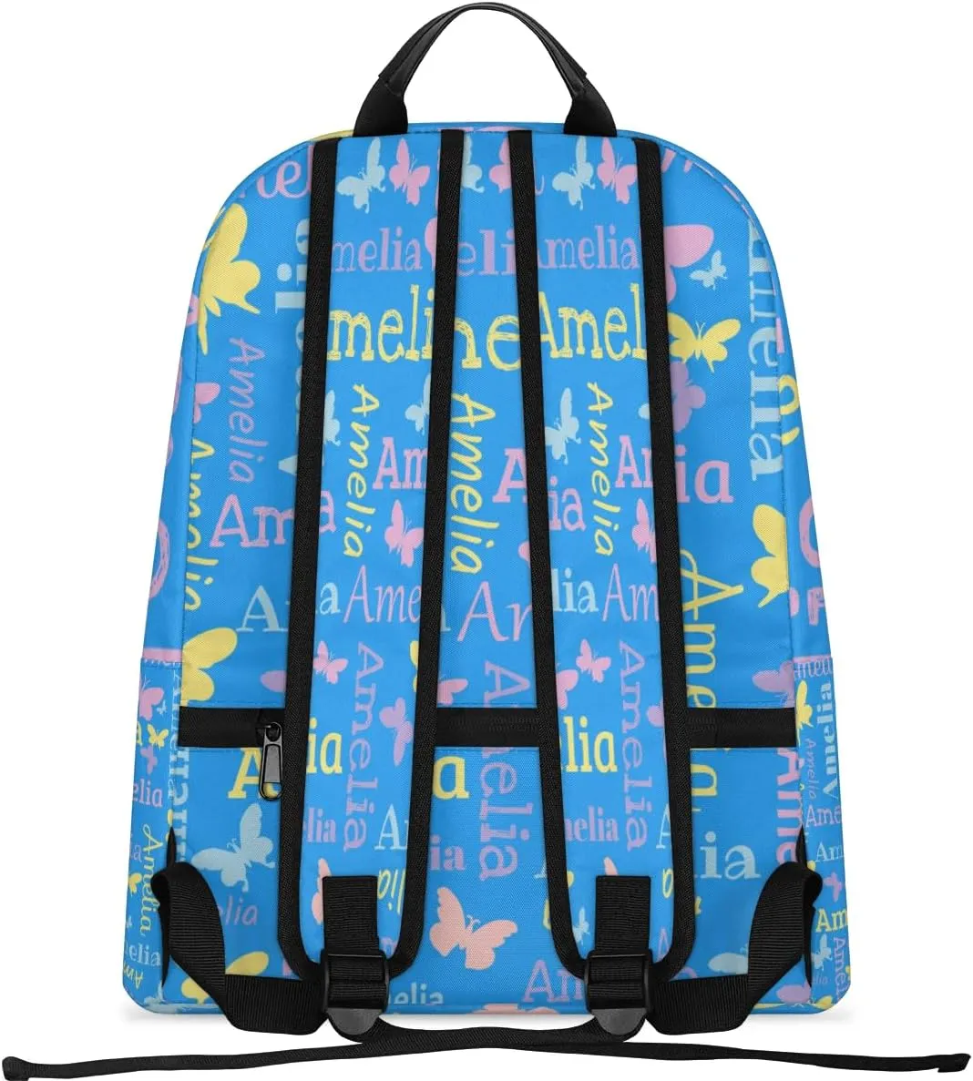 Personalized Kids Backpack School Bags for Girls, Custom Students Backpack Shoulder Bag Laptop Backpack Bookbag Gift for College School Travel Sport Butterfly Blue