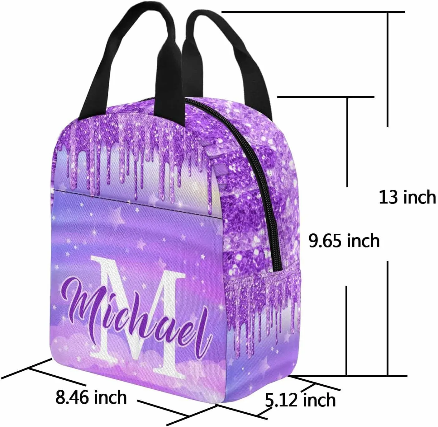 Personalized Kids Backpacks Custom Bookbag Lunch Bag for Girls Boys Toddler Purple School Daypack with Name Back to School Elementary Travel Bag