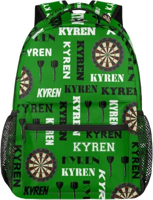 Personalized Name Darts Backpack, Custom Sports Bag Backpack for Men Women, Laptop Backpacks Travel Camping Daypack, Dark Green