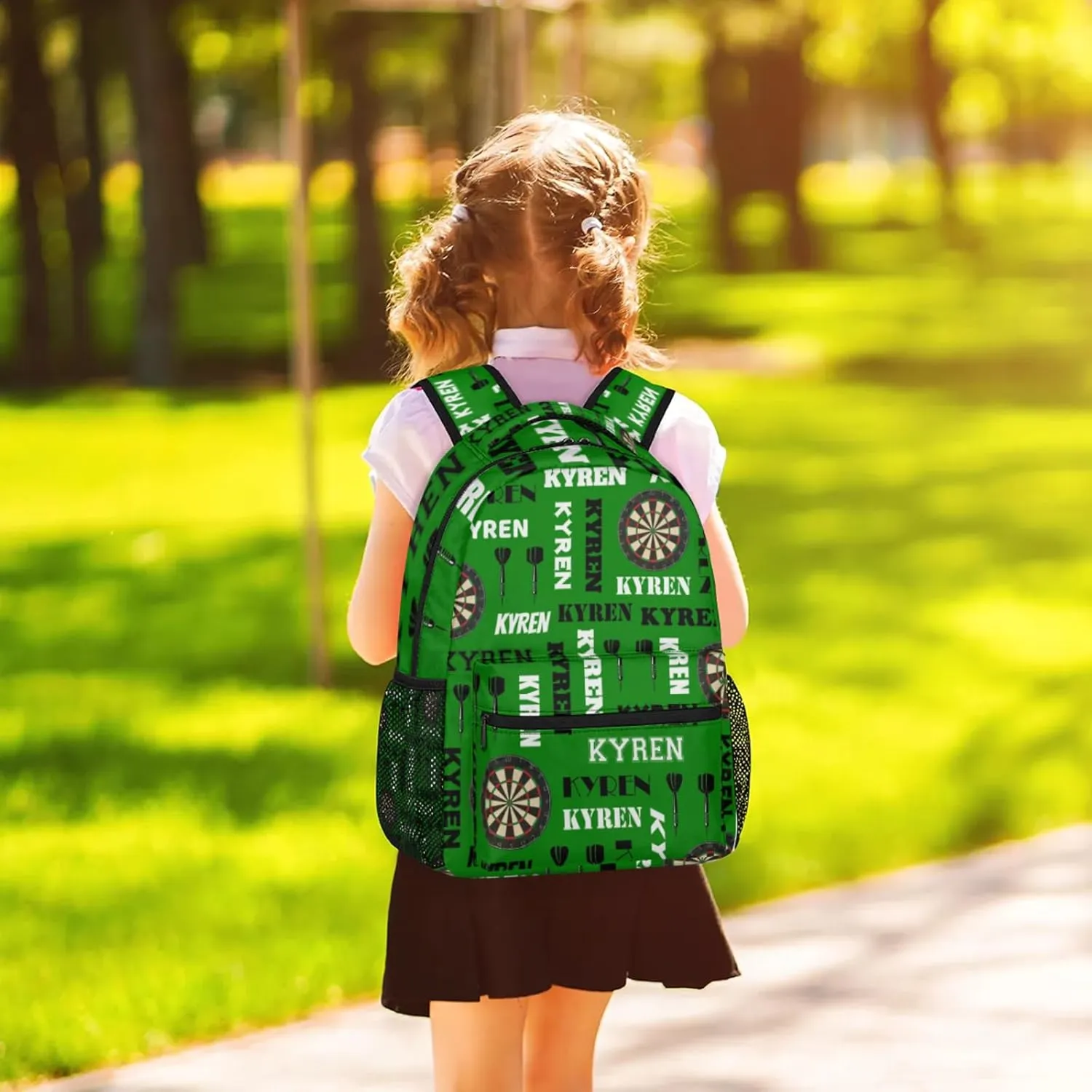 Personalized Name Darts Backpack, Custom Sports Bag Backpack for Men Women, Laptop Backpacks Travel Camping Daypack, Dark Green