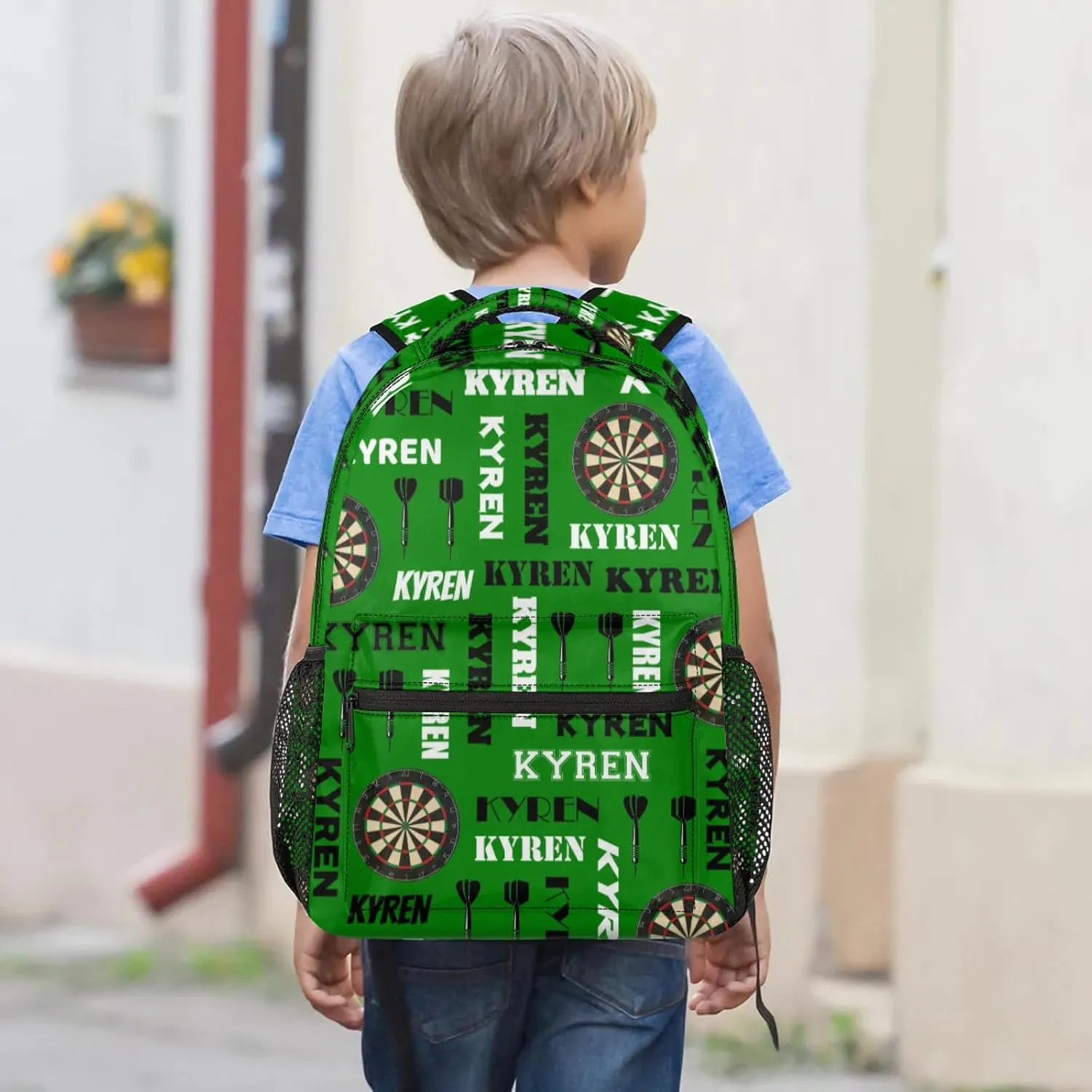 Personalized Name Darts Backpack, Custom Sports Bag Backpack for Men Women, Laptop Backpacks Travel Camping Daypack, Dark Green