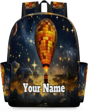 Personalized Retro Hot Air Balloon Preschool Toddler Backpack for Boys Girls Custom Kids Name Small Bookbags Kindergarten Elementary Backpack, Hot Air Balloon