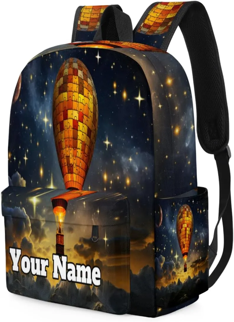 Personalized Retro Hot Air Balloon Preschool Toddler Backpack for Boys Girls Custom Kids Name Small Bookbags Kindergarten Elementary Backpack, Hot Air Balloon
