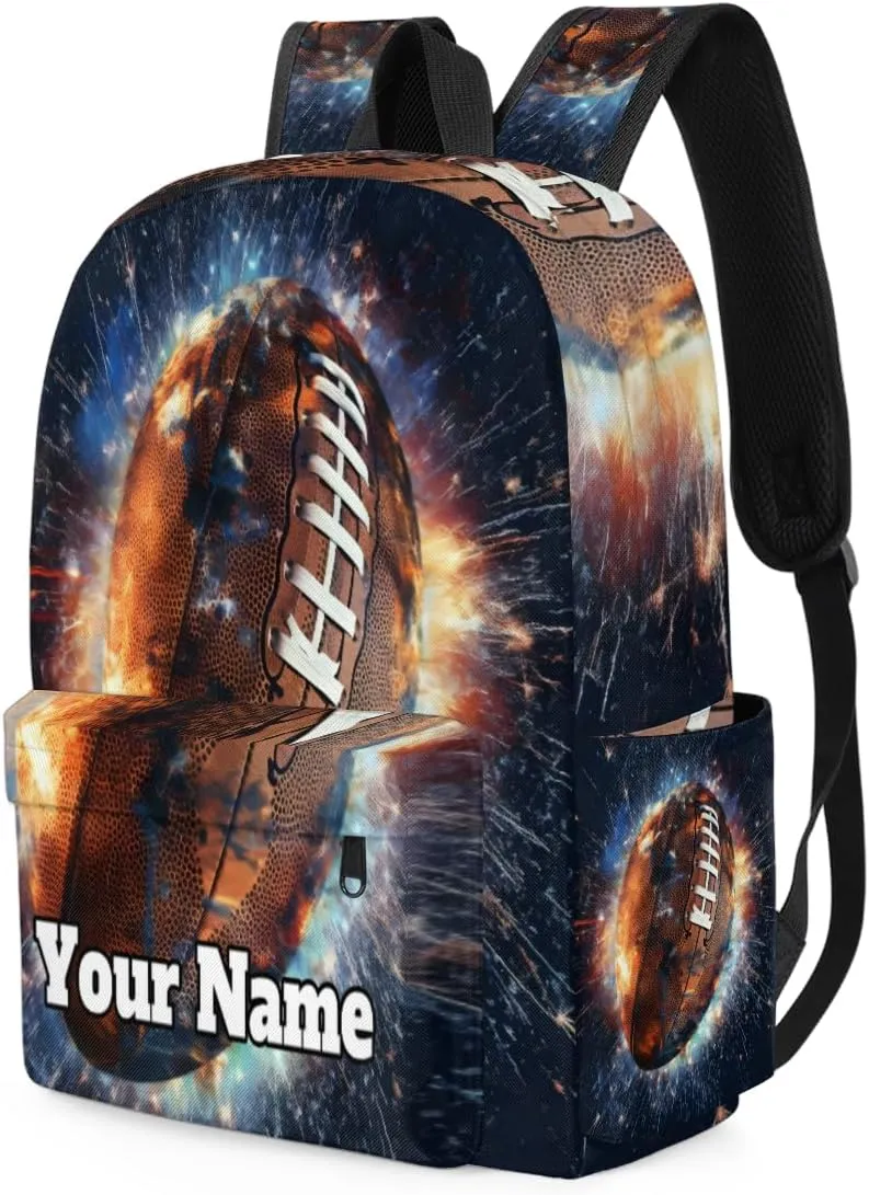 Personalized Rugby Football Preschool Toddler Backpack for Boys Girls Custom Kids Name Small Bookbags Kindergarten Elementary Backpack, Sport Theme