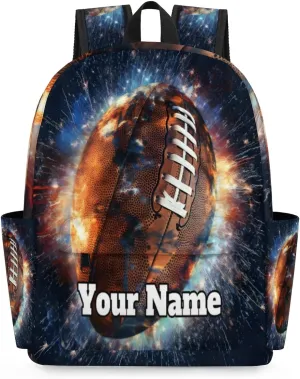 Personalized Rugby Football Preschool Toddler Backpack for Boys Girls Custom Kids Name Small Bookbags Kindergarten Elementary Backpack, Sport Theme