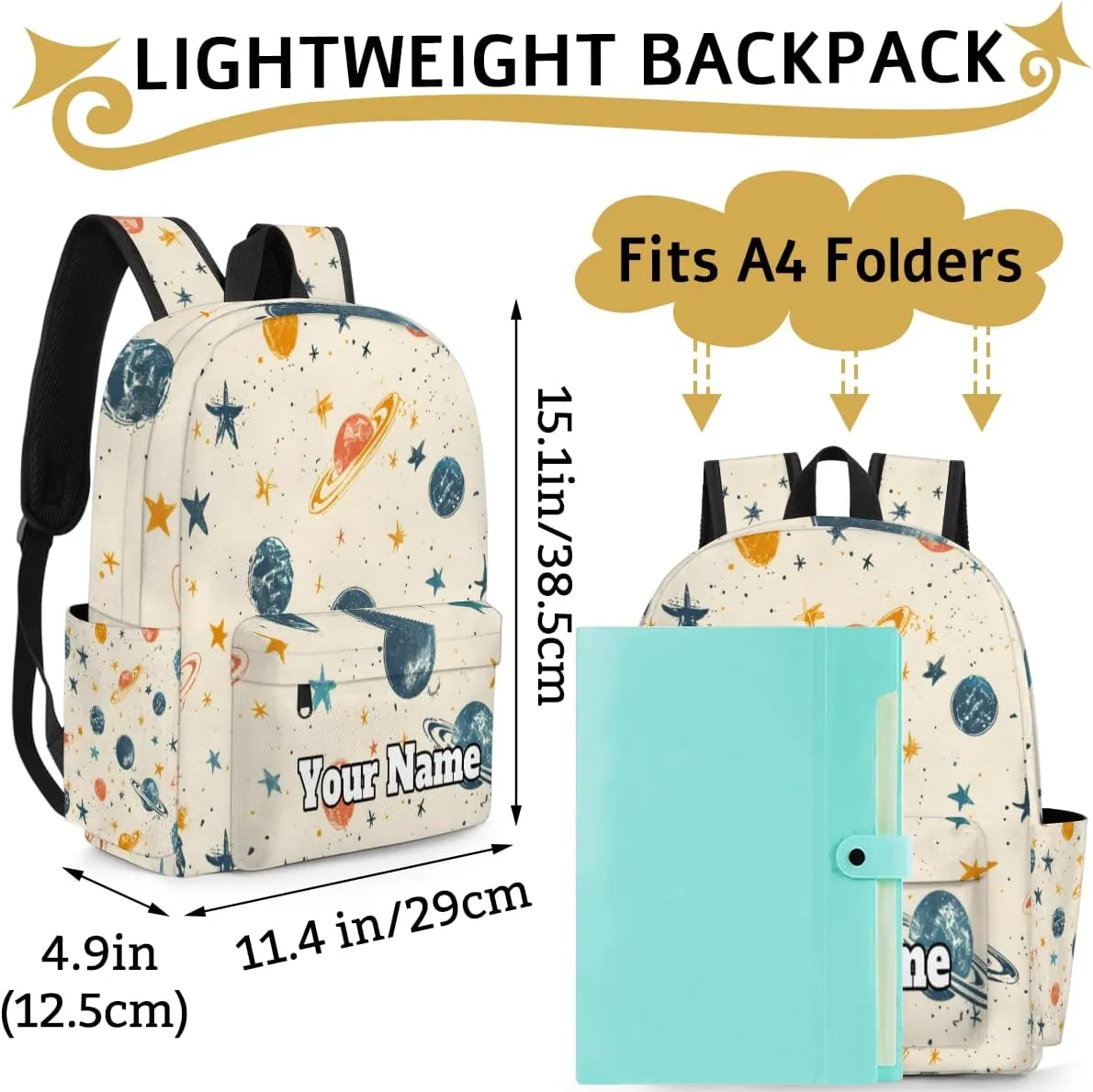 Personalized Solar System Space Preschool Toddler Backpack for Boys Girls Custom Kids Name Small Bookbags Kindergarten Elementary Backpack, Universe Planets