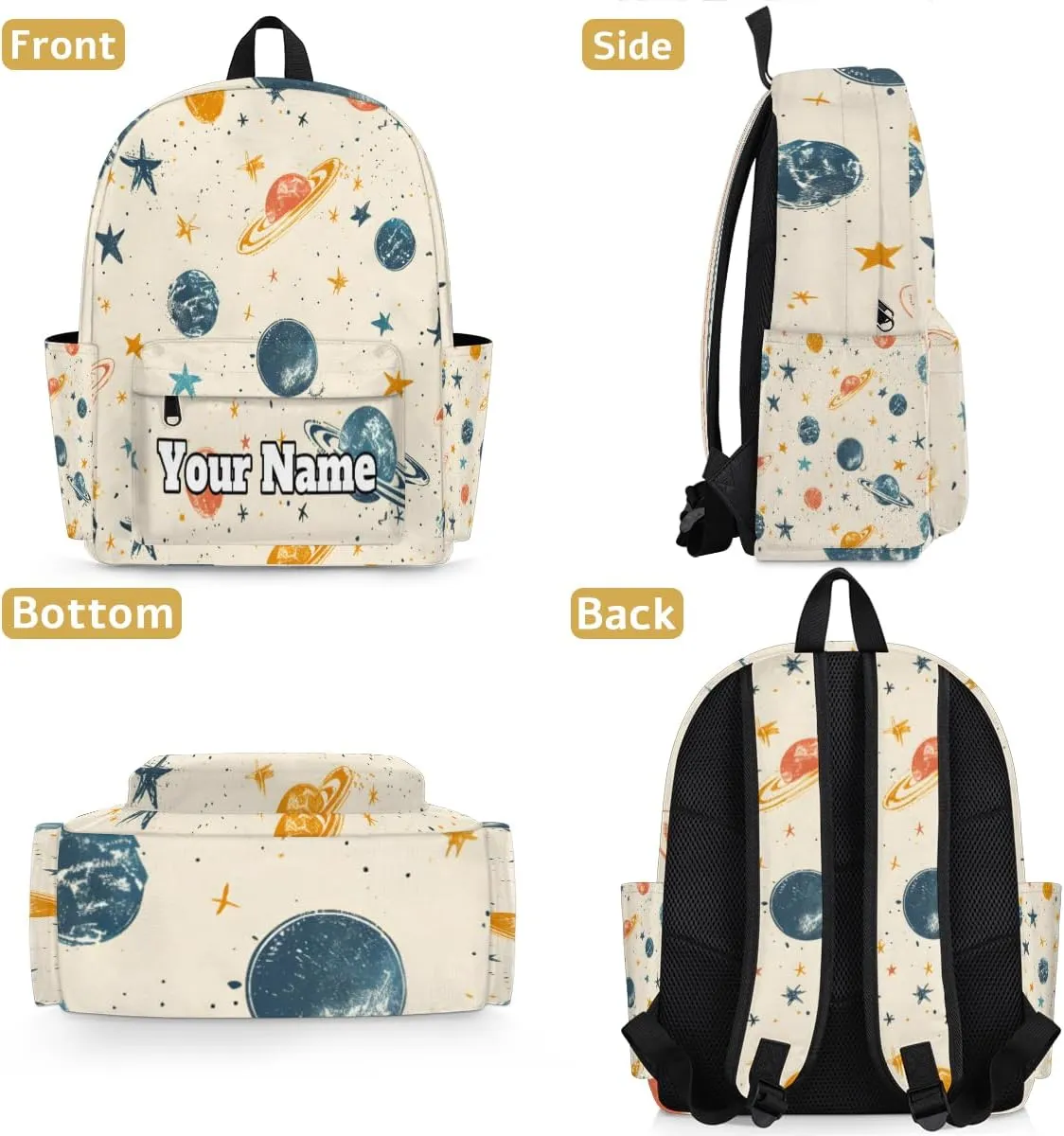 Personalized Solar System Space Preschool Toddler Backpack for Boys Girls Custom Kids Name Small Bookbags Kindergarten Elementary Backpack, Universe Planets