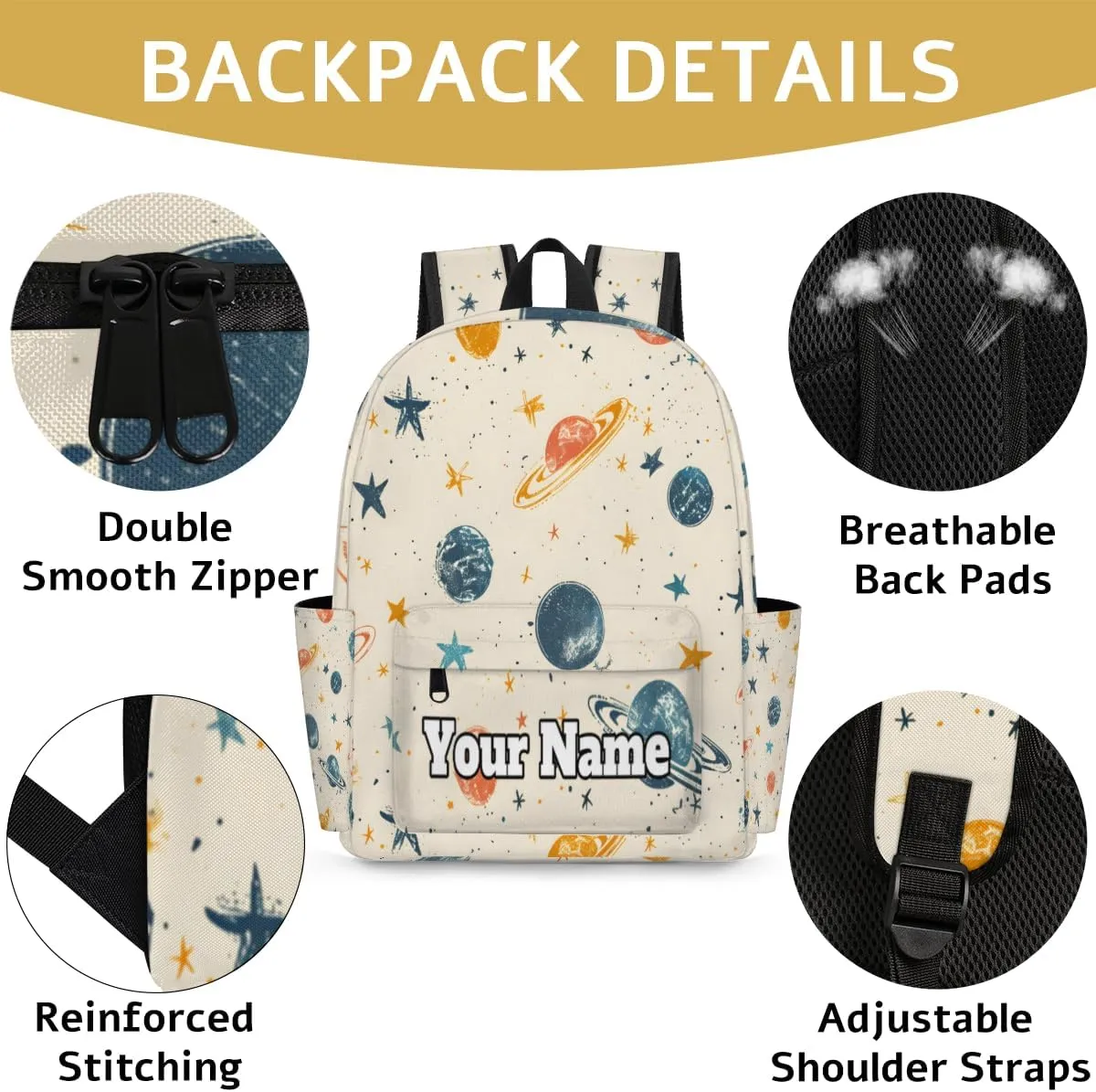 Personalized Solar System Space Preschool Toddler Backpack for Boys Girls Custom Kids Name Small Bookbags Kindergarten Elementary Backpack, Universe Planets