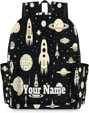 Personalized Space Preschool Toddler Backpack for Boys Girls Custom Kids Name Small Bookbags Kindergarten Elementary Backpack, Space Universe Rocket