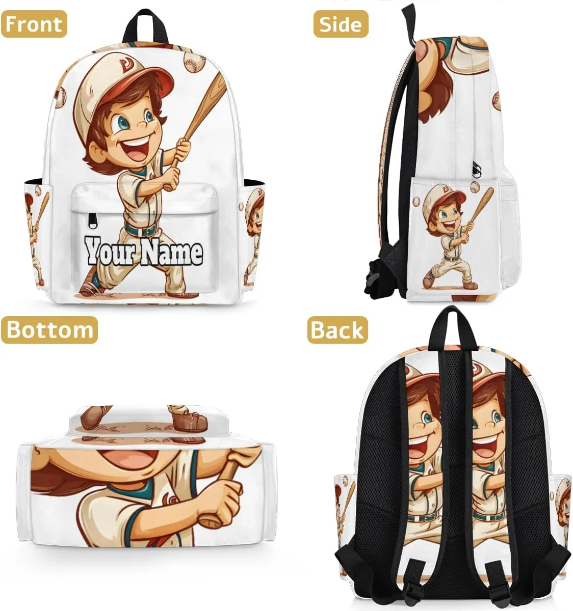 Personalized Sports Baseball Preschool Toddler Backpack for Boys Girls Custom Kids Name Small Bookbags Kindergarten Elementary Backpack, Baseball
