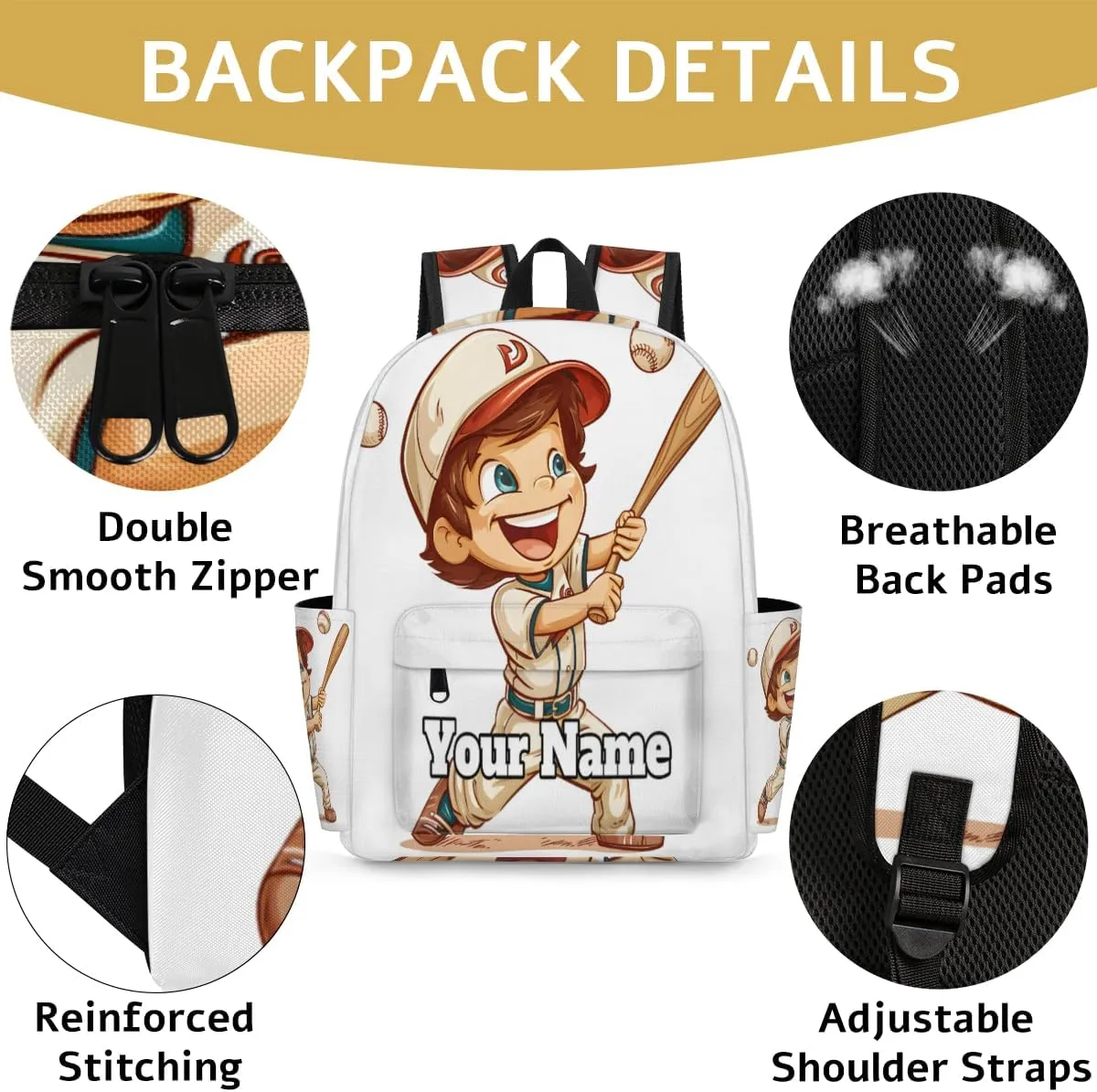 Personalized Sports Baseball Preschool Toddler Backpack for Boys Girls Custom Kids Name Small Bookbags Kindergarten Elementary Backpack, Baseball