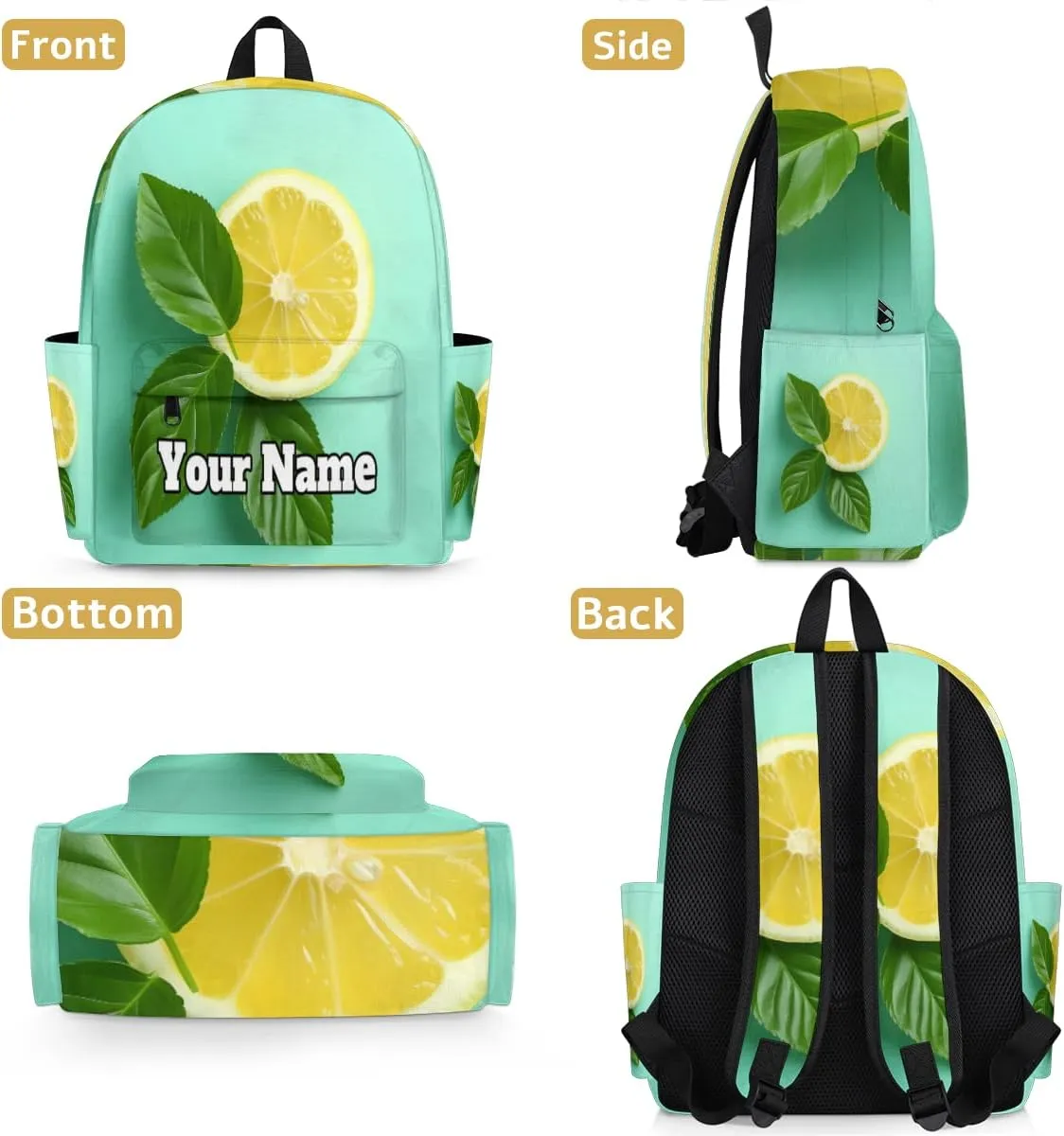 Personalized Summer Lemon Preschool Toddler Backpack for Boys Girls Custom Kids Name Small Bookbags Kindergarten Elementary Backpack, Lemon