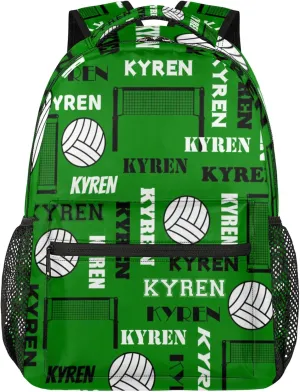 Personalized Volleyball Backpack for Men Women, Custom Name Laptop Backpack, Customized Sports Bag Daypack for Travel Camping, Dark Green