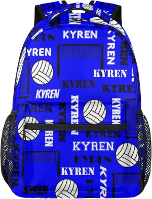 Personalized Volleyball Backpack for Men Women, Custom Name Laptop Backpack, Customized Sports Bag Daypack for Travel Camping, Navy
