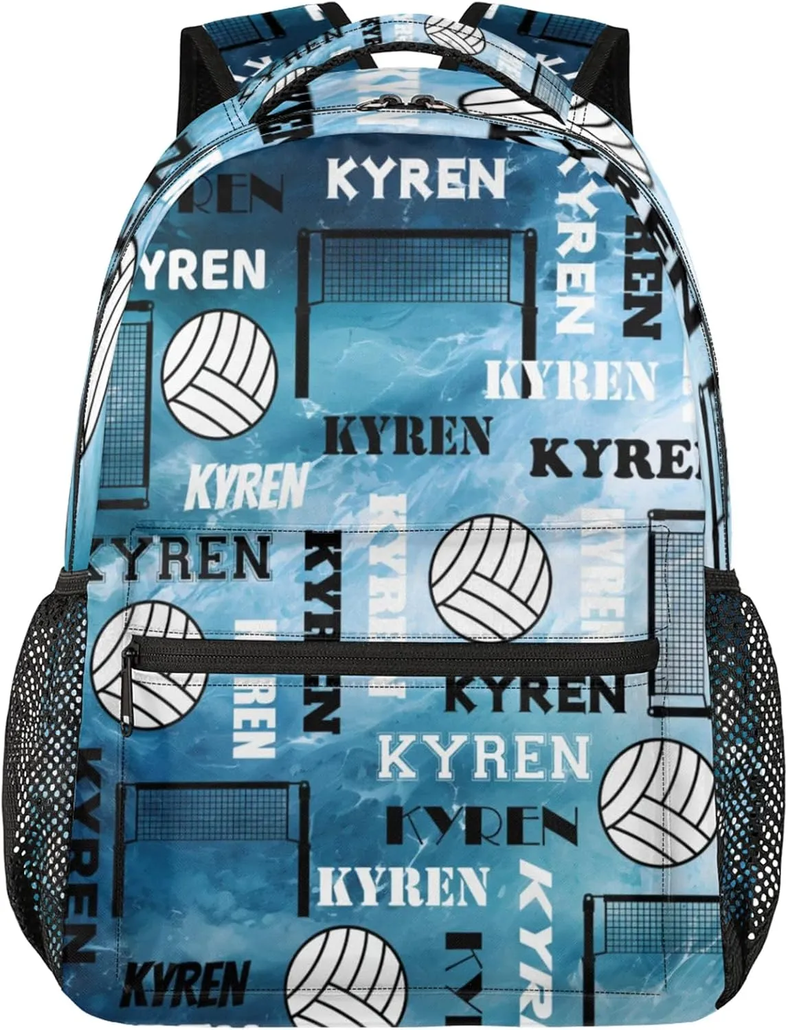 Personalized Volleyball Backpack with Name, Custom Sports Bag Backpack for Men Women, Laptop Daypack for Travel Camping Hiking, Blue Navy
