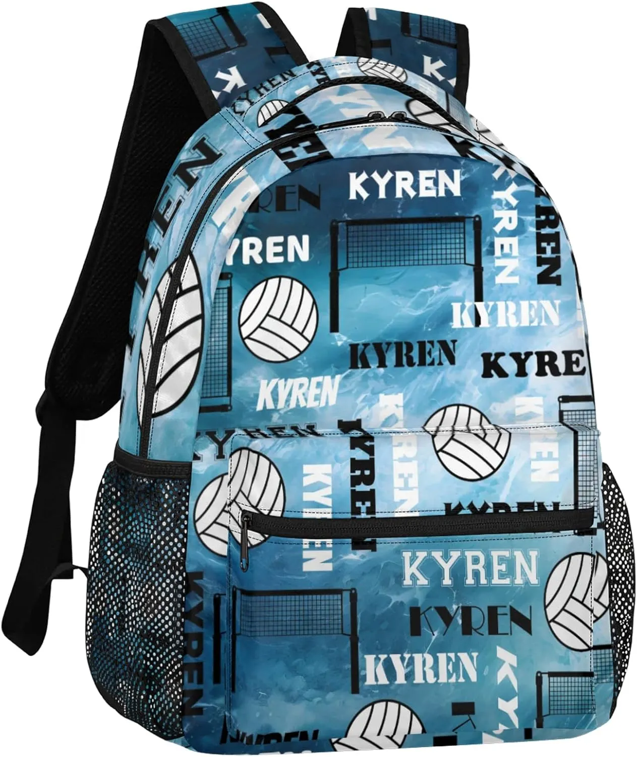 Personalized Volleyball Backpack with Name, Custom Sports Bag Backpack for Men Women, Laptop Daypack for Travel Camping Hiking, Blue Navy