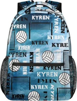 Personalized Volleyball Backpack with Name, Custom Sports Bag Backpack for Men Women, Laptop Daypack for Travel Camping Hiking, Blue Navy