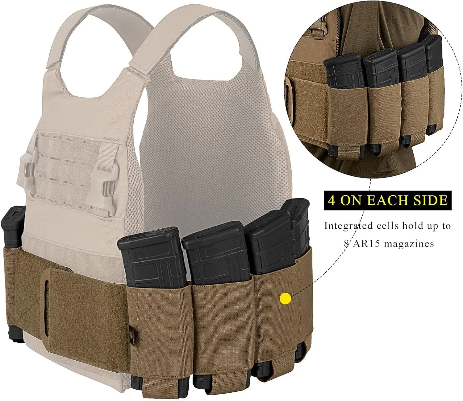 PETAC GEAR Elastic Cummerbund for Tactical Vest Stretch Cummerbund with 8 Pouches for FCPC LBT LBX